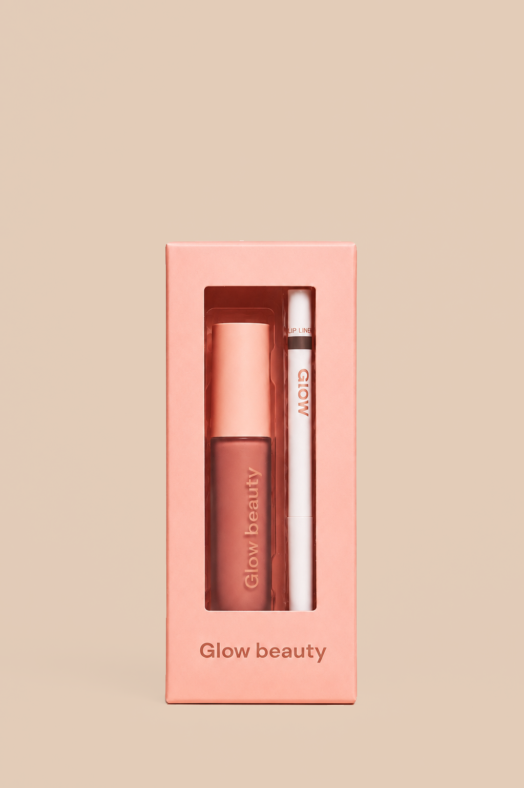 Barely Spice Lip Kit on warm beige background