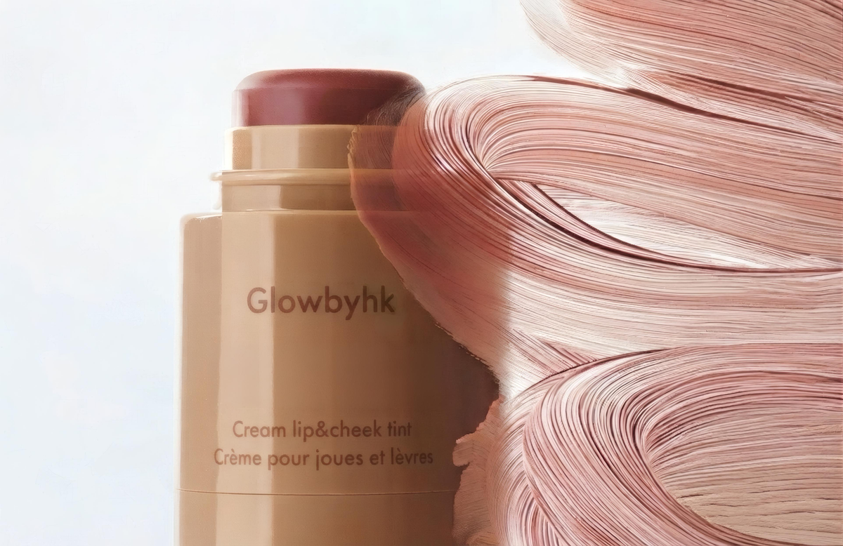 Burnt Honey Cream Blush beside a rose-toned product smear