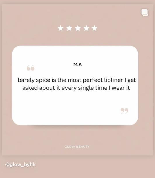 Customer review praising a GlowbyHK lip combination