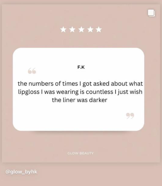 Customer review from F.K. about a GlowbyHK lip combination