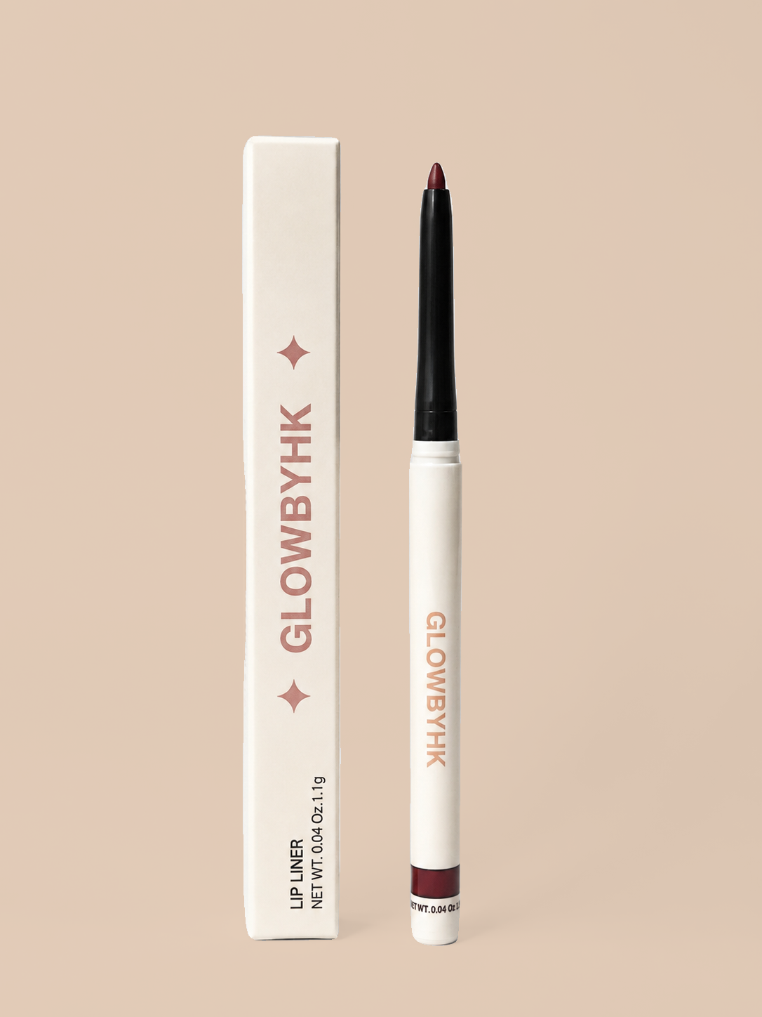 Barely Spice Lip Liner product and box on warm beige background
